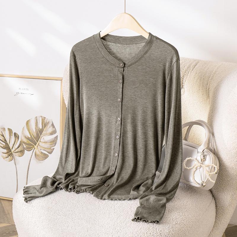 2026 Hangzhou Women's Summer Mulberry Silk Lyocell Cardigan T-shirt: Sun Protection & Body Concealment
