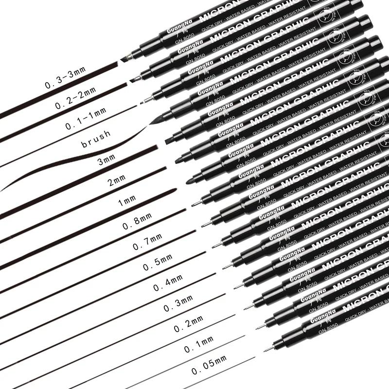 15 Stück/Set Handlettering Nadel Zeichenstift Pigment Liner Micron Stift 005 01 02 03 04 05 Pinsel Fineliner Skizzierkunst Marker