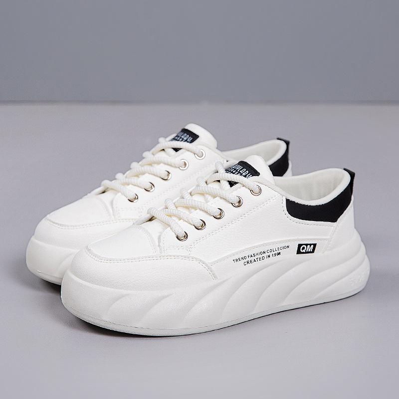 [Customized] New autumn versatile sports and leisure shoes women's wear-resistant thick baseplate shoes lightweight soft-soled white shoes