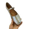 Popular Mary Jane Lady Small Leather Shoes Small Fragrant Silver Small Single Shoes 2025 Spring Shallow Mouth One Word Belt Women's Shoes