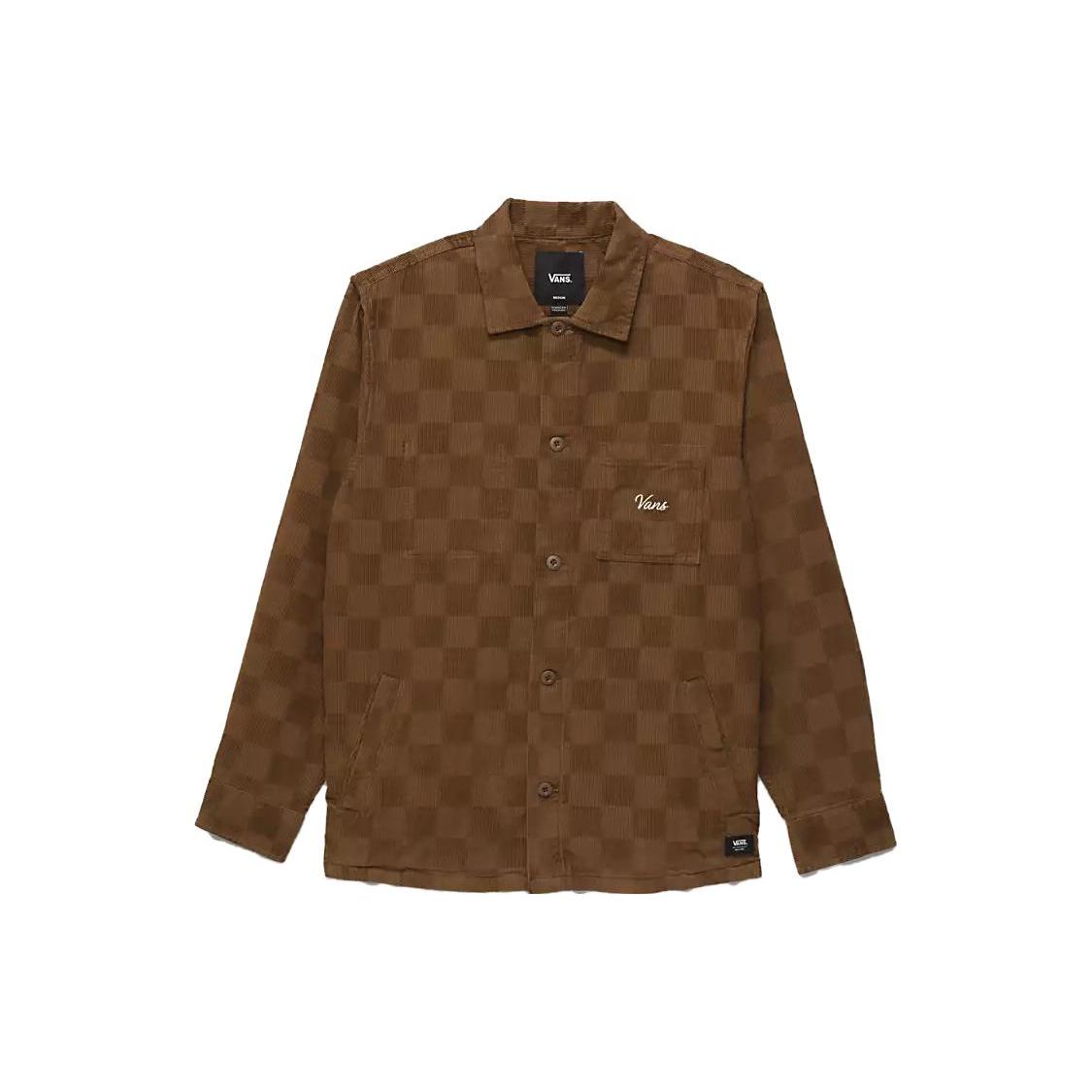 Vans Woll Рубашки Мужские Коричневые С Лацканами Умеренная Рубашка VN0008GP0E0 S