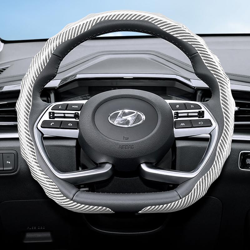 Suitable for Hyundai Carbon Fiber Texture Steering Wheel Cover Snap-On Wave-Shaped Sport Design Elantra N Sonata Ioniq 5 5N 6 9 Venue Kona Santa