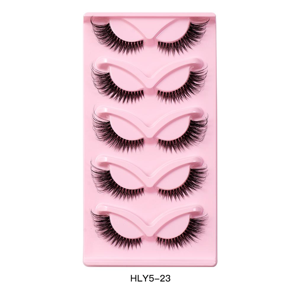 5 Pairs Of Diagonal Flying Fox Eyes False Eyelashes, Natural Thick Eyelashes, Simulated Cat Eyelashes