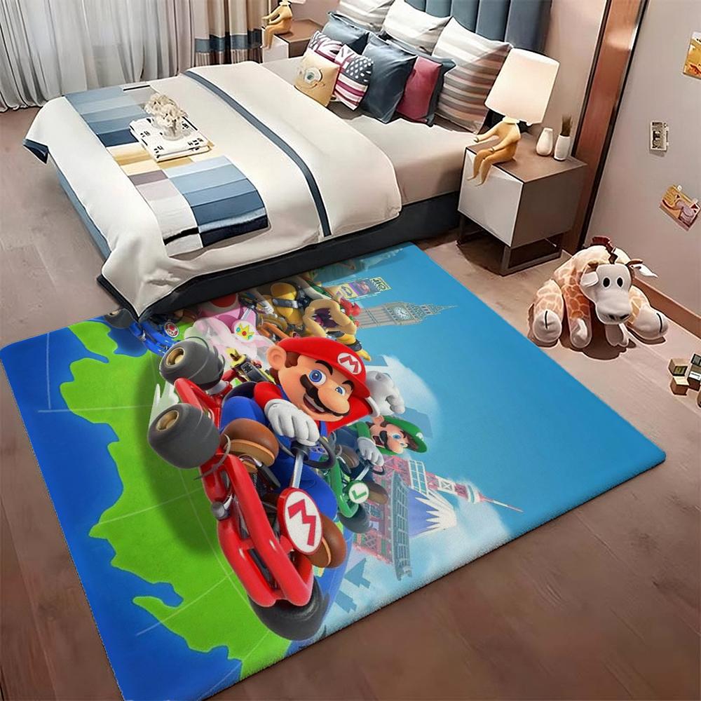 Mario Kart World Tour Theme Rug Allseason Carpet For Living Room Bedroom Office Home Decor Great Holiday Gift