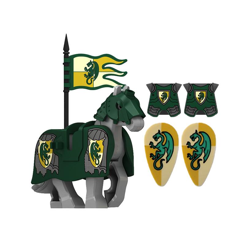 Military Building Blocks Medieval Solider Knights Accessories Shoulder Armor Model Vest Mount Flag Shield Horse Sword Bricks MOC