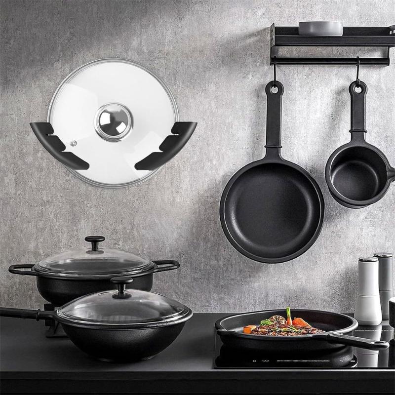 Küchenaufbewahrung Topfdeckel-Organizer 3 Stück Wandmontierter Pfannendeckelhalter Regal Haken für 6 bis 13,5 Zoll Deckel in Schränken