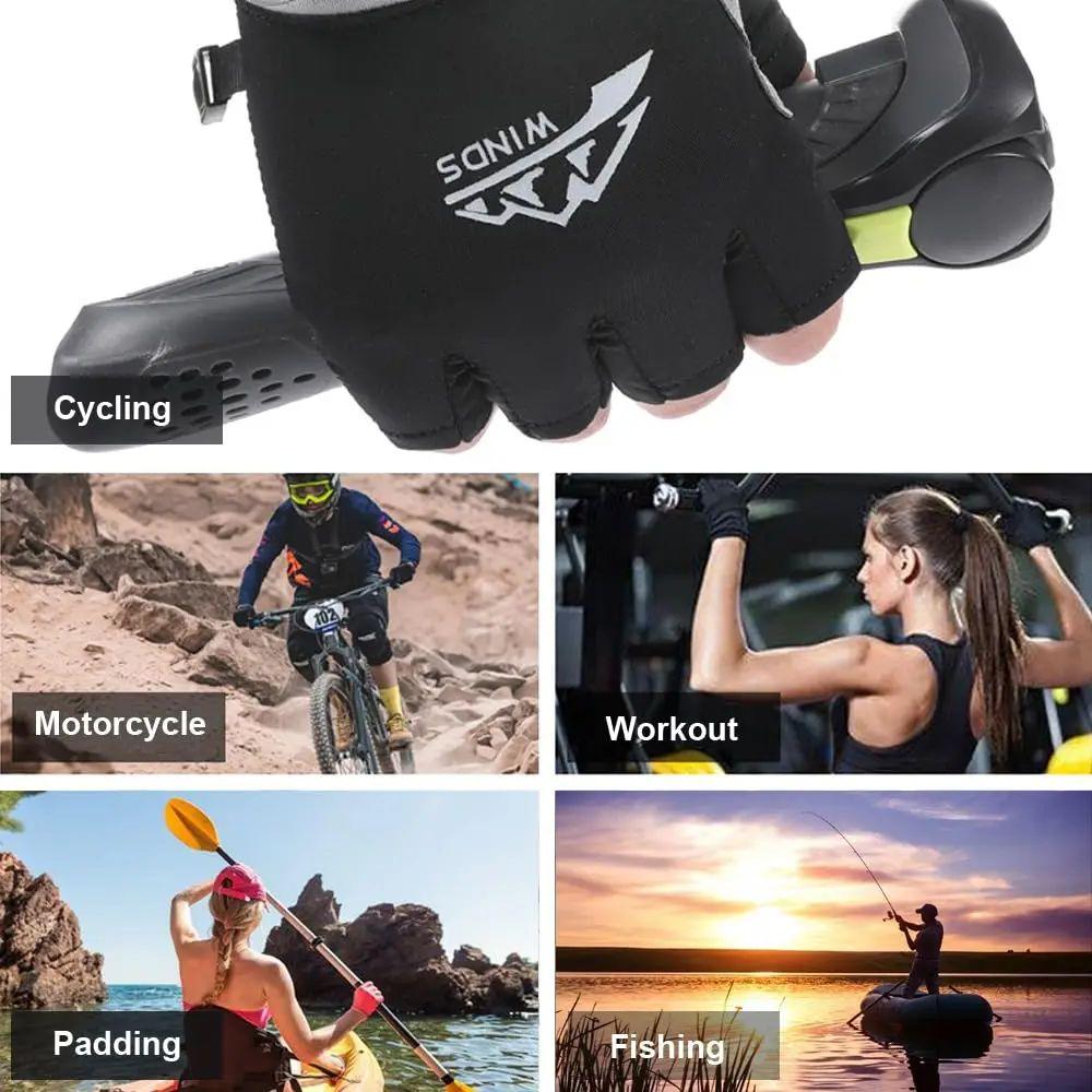 Guantes de Ciclismo de Verano Transpirables Protección UV Medio Dedo Guantes de Pesca para Hombres Mujeres, Deportes al Aire Libre Montar Conducir Guantes Solares
