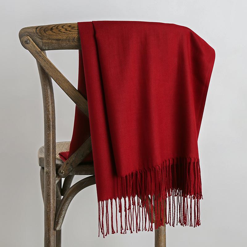 Women's Bright Red Imitation Cashmere Scarf: Warm Autumn/Winter Shawl and Neck Warmer