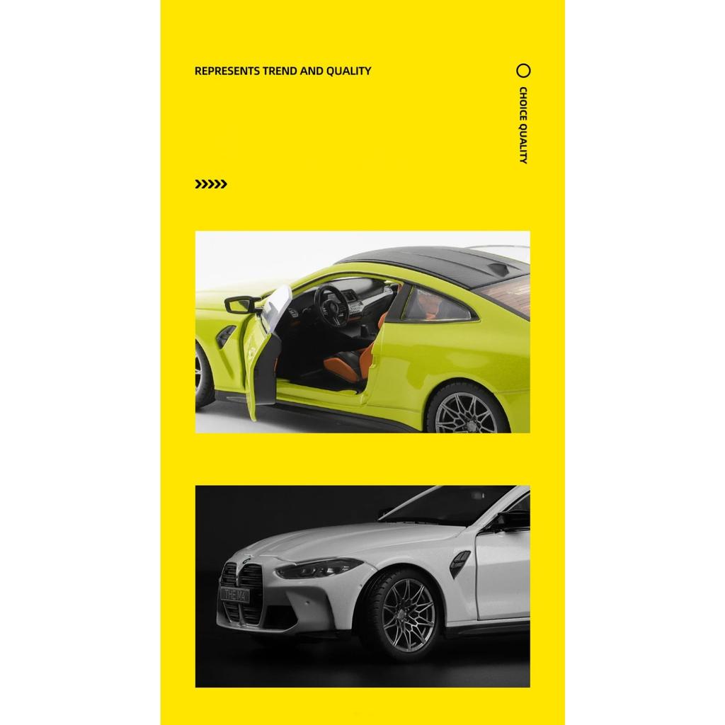1/23 BMW M4 G82 THE M4 Supercar Alloy Model Car Toy Diecasts Casting Sound and Light Car Toys Vehicle