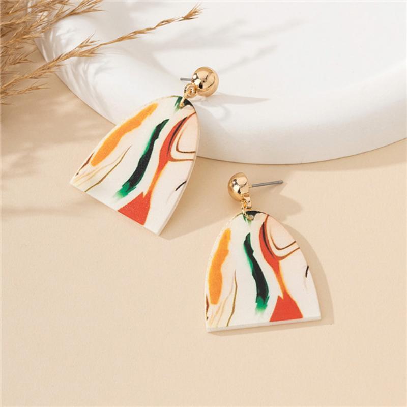 

Модные серьги с нерегулярным принтом масляной живописи разноцветный