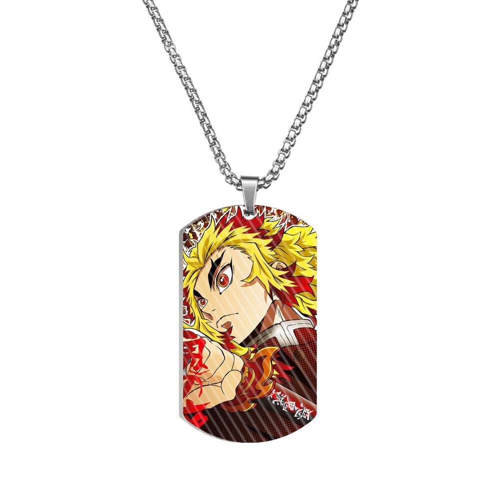 Demon Slayer Kimetsu No Yaiba Tanjiro Nezuko Stainless Steel Color Printed Dog Tag Necklace Anime Cosplay Accessory Gift For