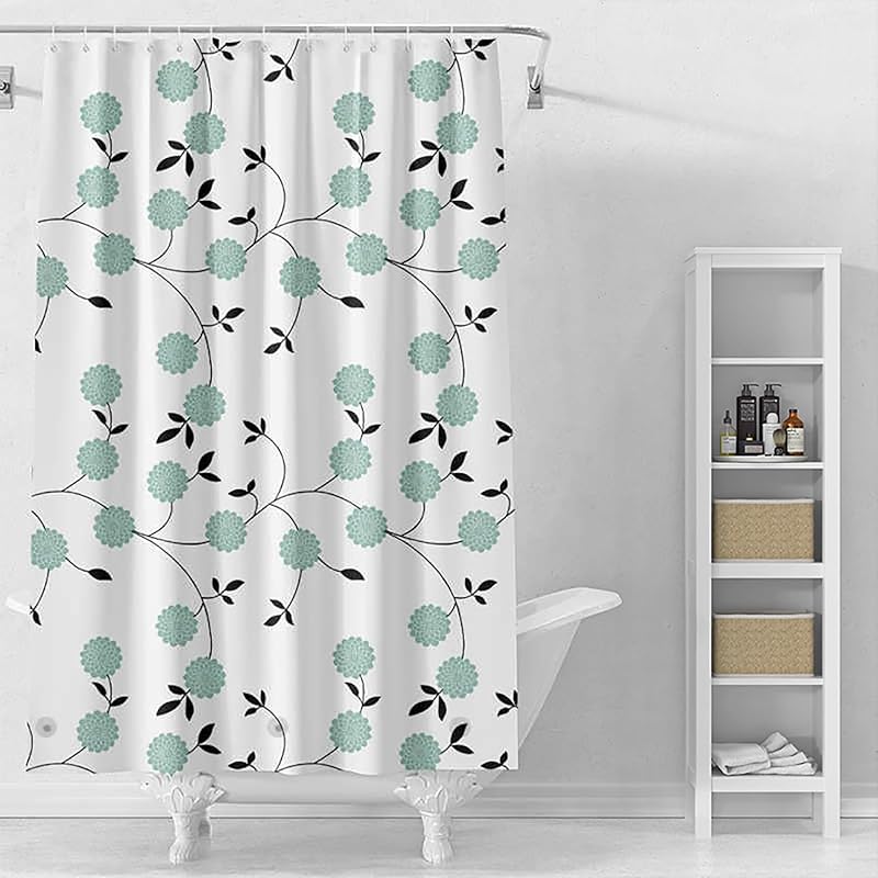 Shower Curtain Liner, 4G PEVA Green Leaf Shower Liner, Plastic Waterproof Shower Curta, 72x72 inch with Grommet Holes 3 Magnetic Weights