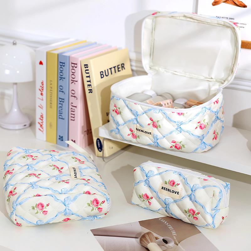 Butterfly Love Quilted Octagonal Cosmetic Bag with Bow & Cherry Design