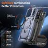 For iPhone 17 Pro Magnetic Case Ring Kickstand PC + TPU Hybrid Phone Cover
