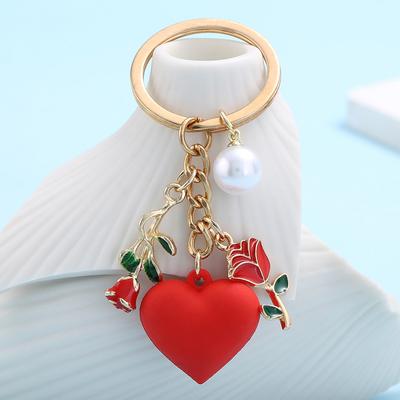 1pc Fashion Elegant Rose & Pearl Love Keychain  A Heartfelt Romantic Gift for Men & Women