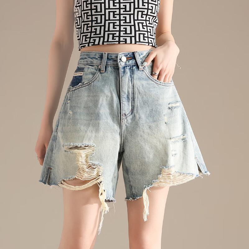 

Женские джинсовые шорты RAIN.CUN светло-голубого цвета с высокой посадкой 29