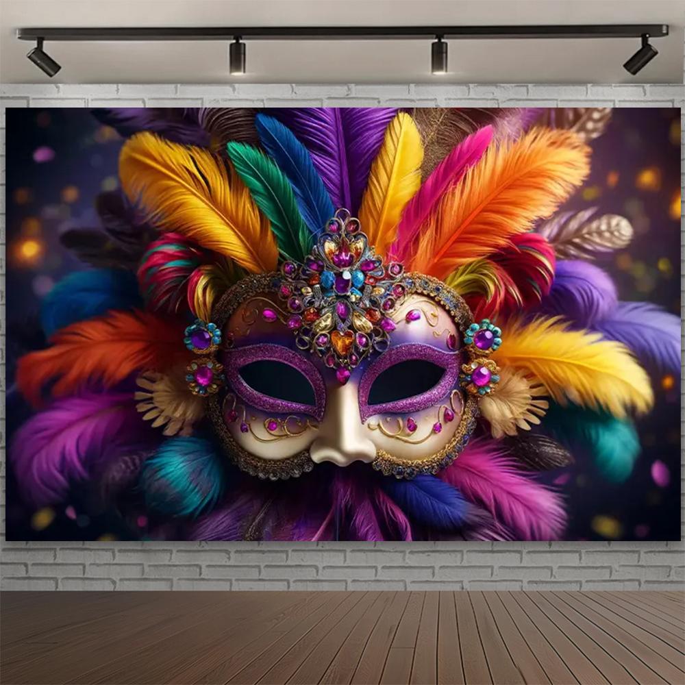 Carnival Mask Ball Theme Party Photography Background, Adult Birthday Party, Family Party Decoration Photography Backdrop Cloth Vinyl 75X50cm