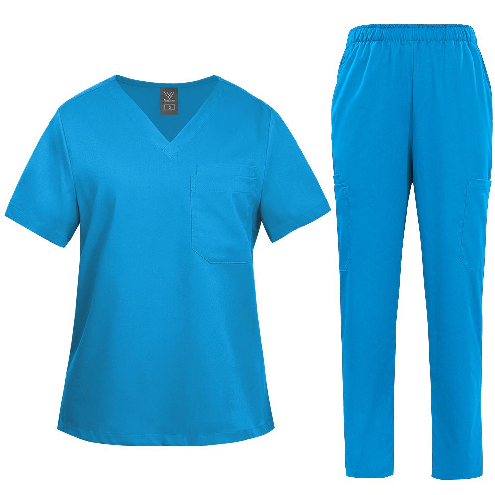 Multicolor Beautician Lab Workwear Solid Color Beauty Salon Nursing Uniforms Pet Clinic Scrubs Uniforms Work Clothes