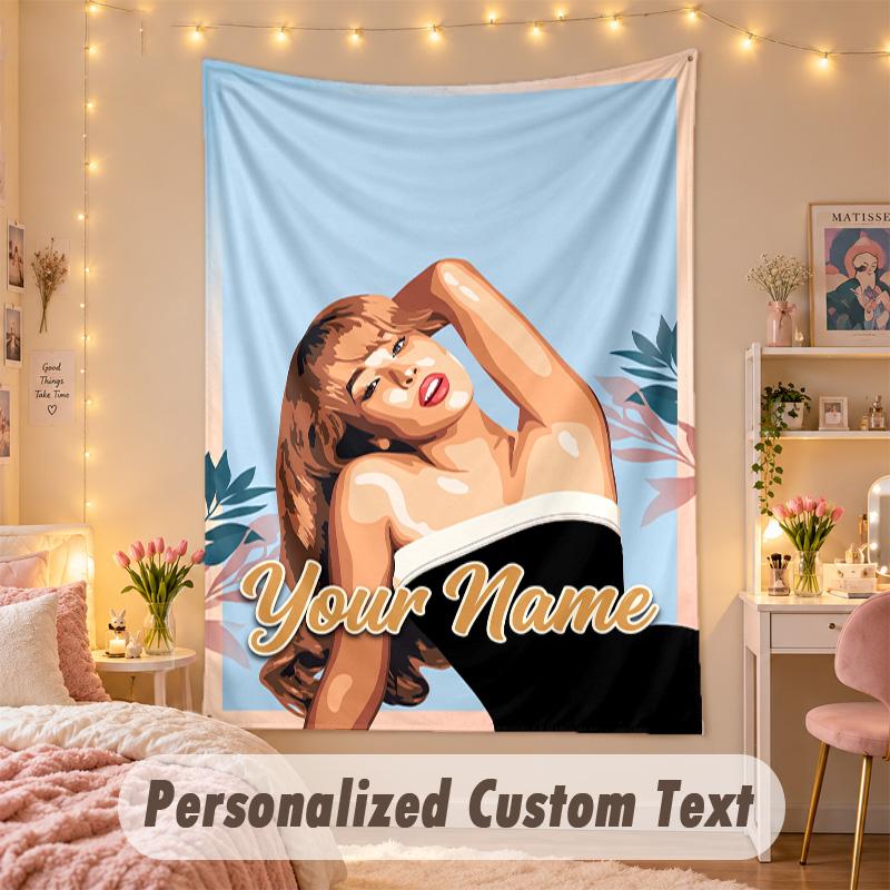 Custom Personalized Tapestry,Sabrina Carpenter Print Custom Name Text Wall Art Hanging for Bedroom