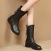 Retro Thick Heeled Short Boots for Women In Autumn Winter Round Toe Mid Heel Flat Bottom Simple Comfortable Short Boots