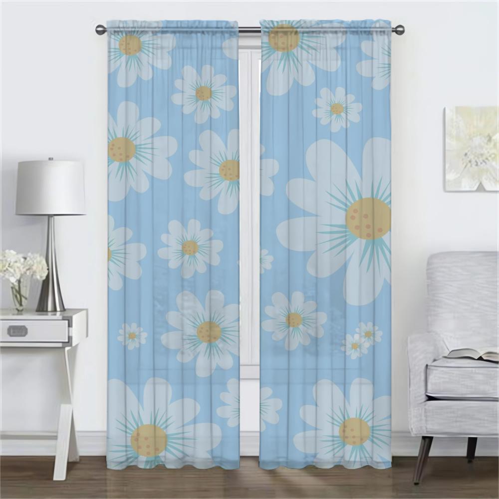 Tiul do Sypialni Urocze Kwiaty Moskitiera Zasłony do Osłon Kamerowych Zasłony Zaciemniające 2 Sztuki Kurtyna Dzieląca do Salonu