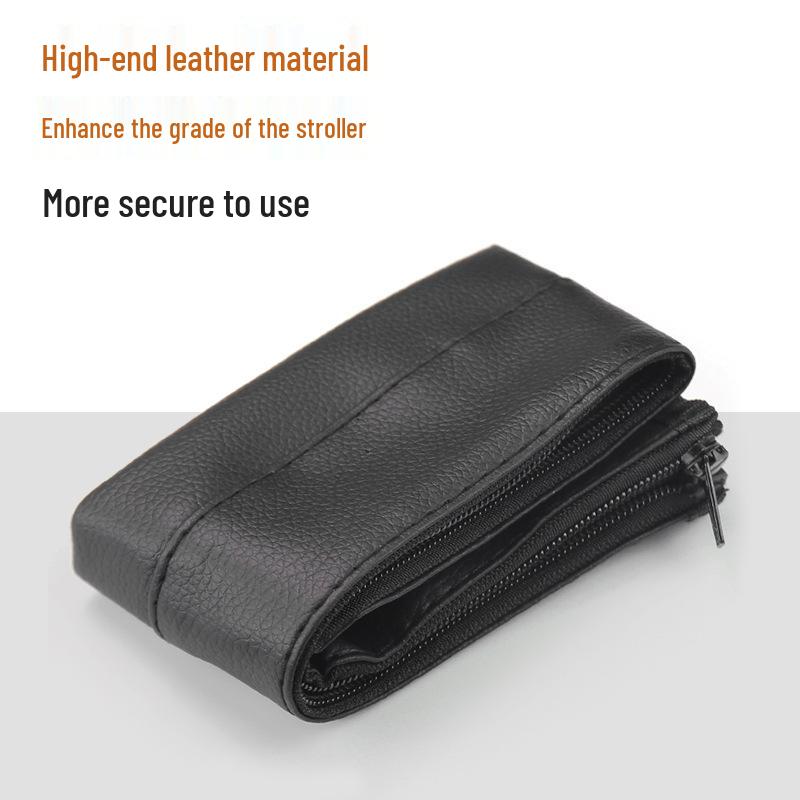 Universal PU Leather Stroller Handle Cover, Washable & Zippered Armrest Protector