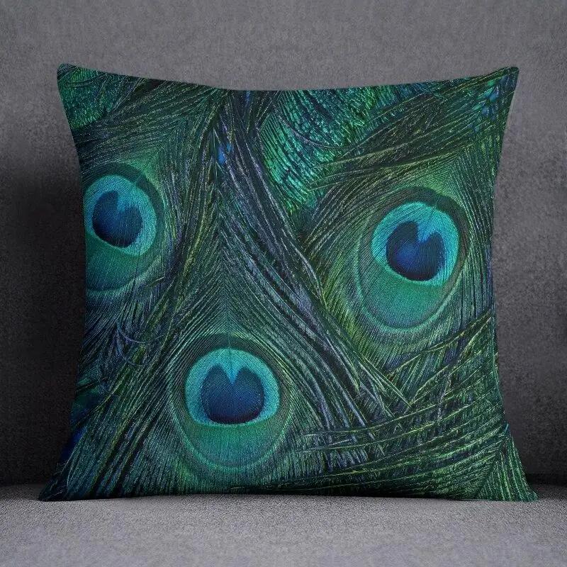 45Cm*45Cm Peacock Feather Series Pillow Decorative Pillow Bedroom Sofa Car Cushion Cover Pillowcase