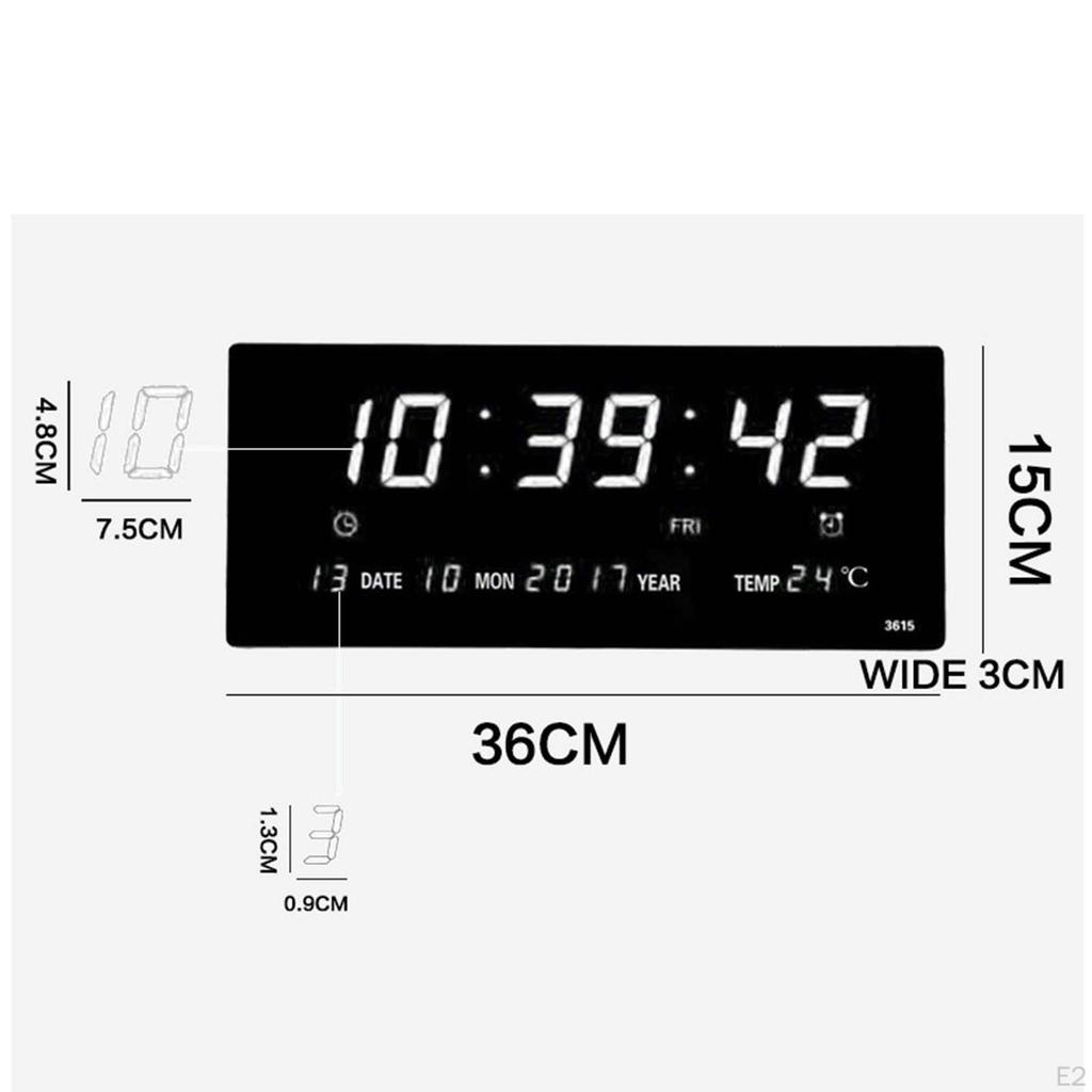 Electric Wall Clock Decor Calendar Display for Bedroom Living Room White