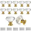 Furniture Knob - AIMOONSA - Crystal Diamond - Set of 10 - Diameter 30 Mm - Gold