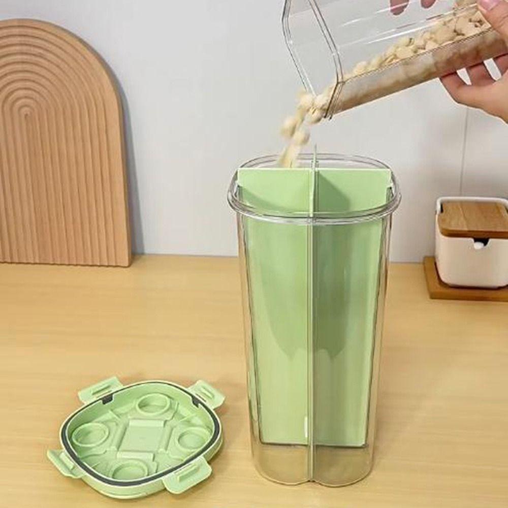4-Compartment Grain Storage Container Sealed Food Storage Box Cereal Grain Dispenser  Coffee