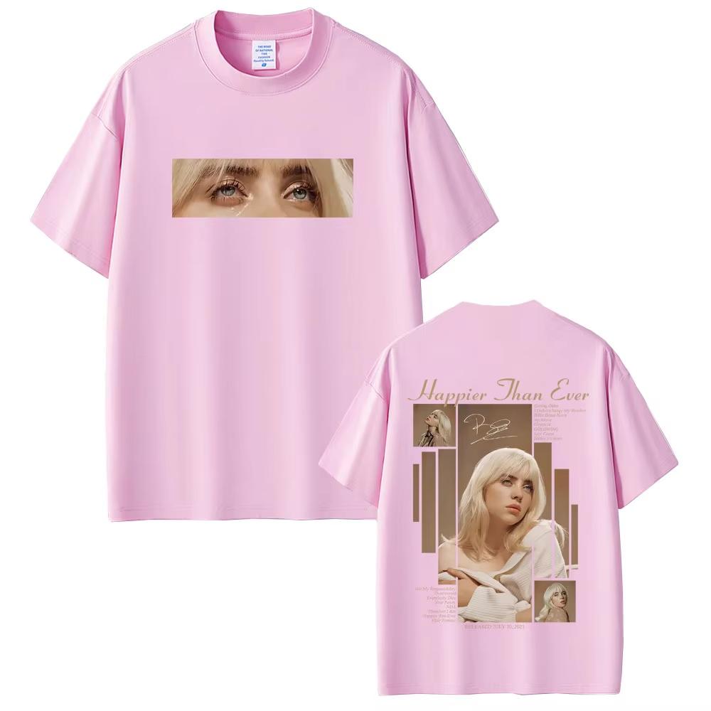 Happier Than Ever 2026 Tshirt Men Women Fashion Pop Music Short Sleeve T Shirts Unisex Hip Hop Tshirts Streetwear Y2k