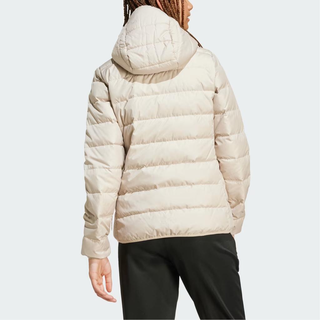 adidas Essentials FW24 Lightweight Minimalist Warm Waterproof Hooded Duck Down Jacket Women Jacket Beige IX8930