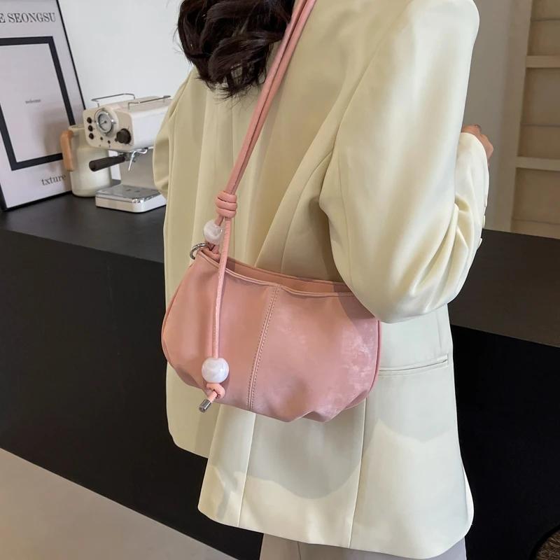 Genți de umăr pentru navetă cu fermoar, culoare solidă, pentru damă  Genți crossbody de modă pentru femei  Trend