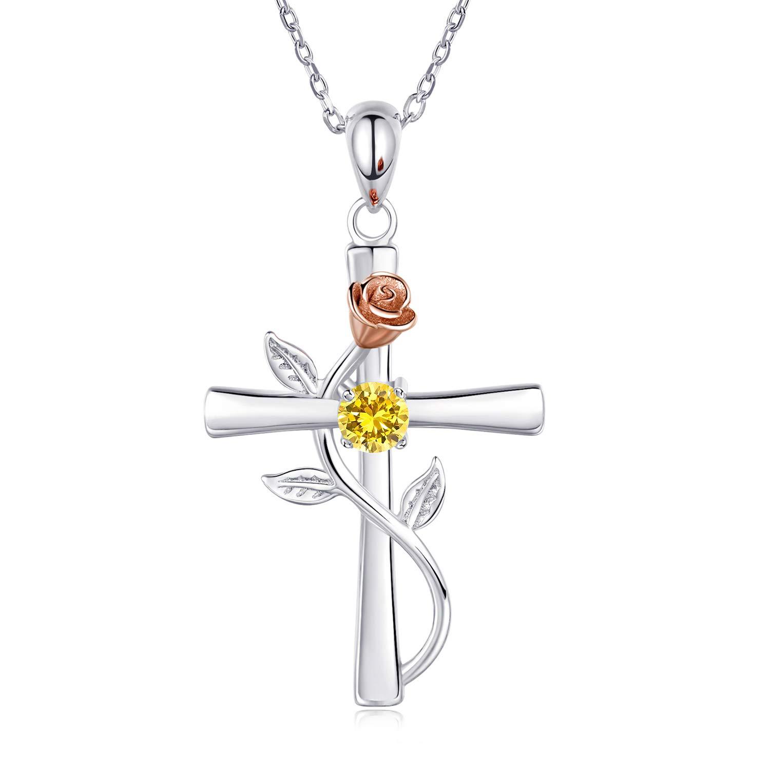 Nieuwe Cross Rose Ketting Damesmode Hanger Ketting Sieraden white