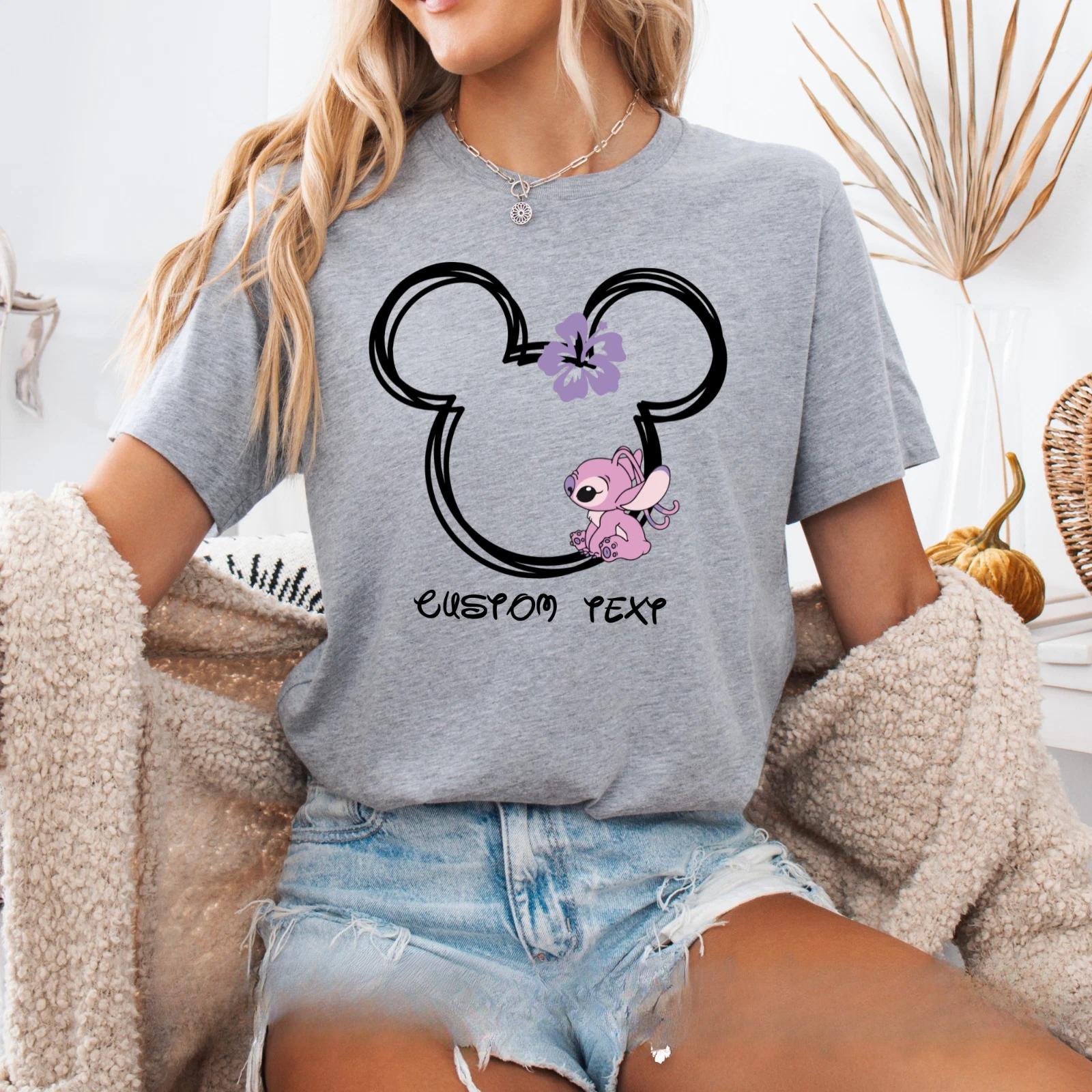 

Custom Mickey Contour Stitch Print Unisexs Womens TShirt Cotton Short Sleeve Casual Comfort Loose Plus Size Streetwear S