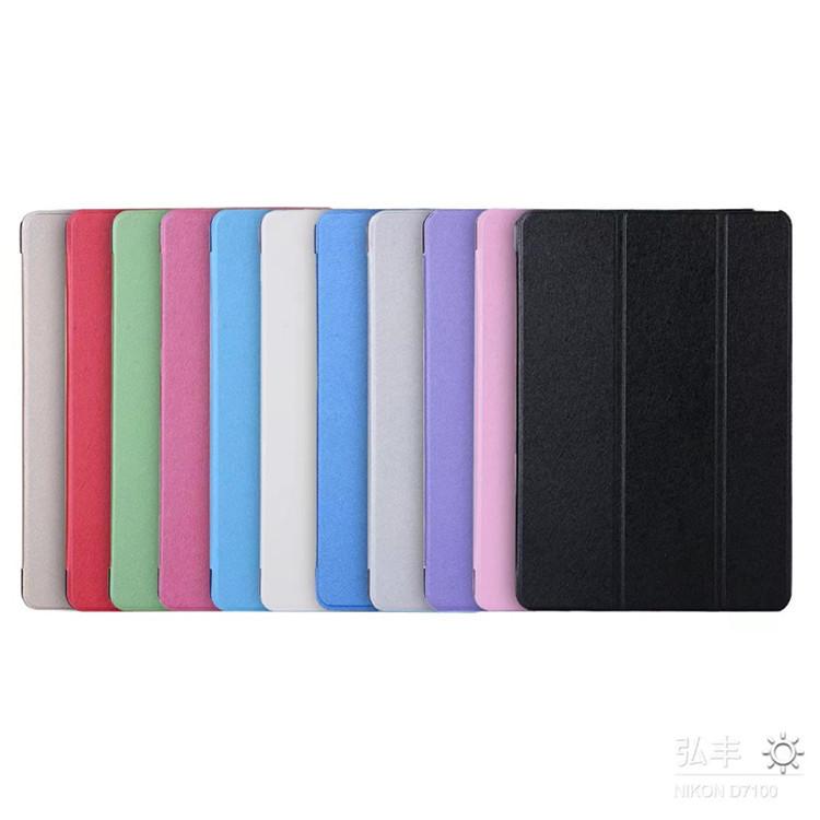 For iPad 9.7 2017 Leather Case, Silk Pattern Three-fold Bracket, Flat Protective Case, Transparent Back Case Leather Case.