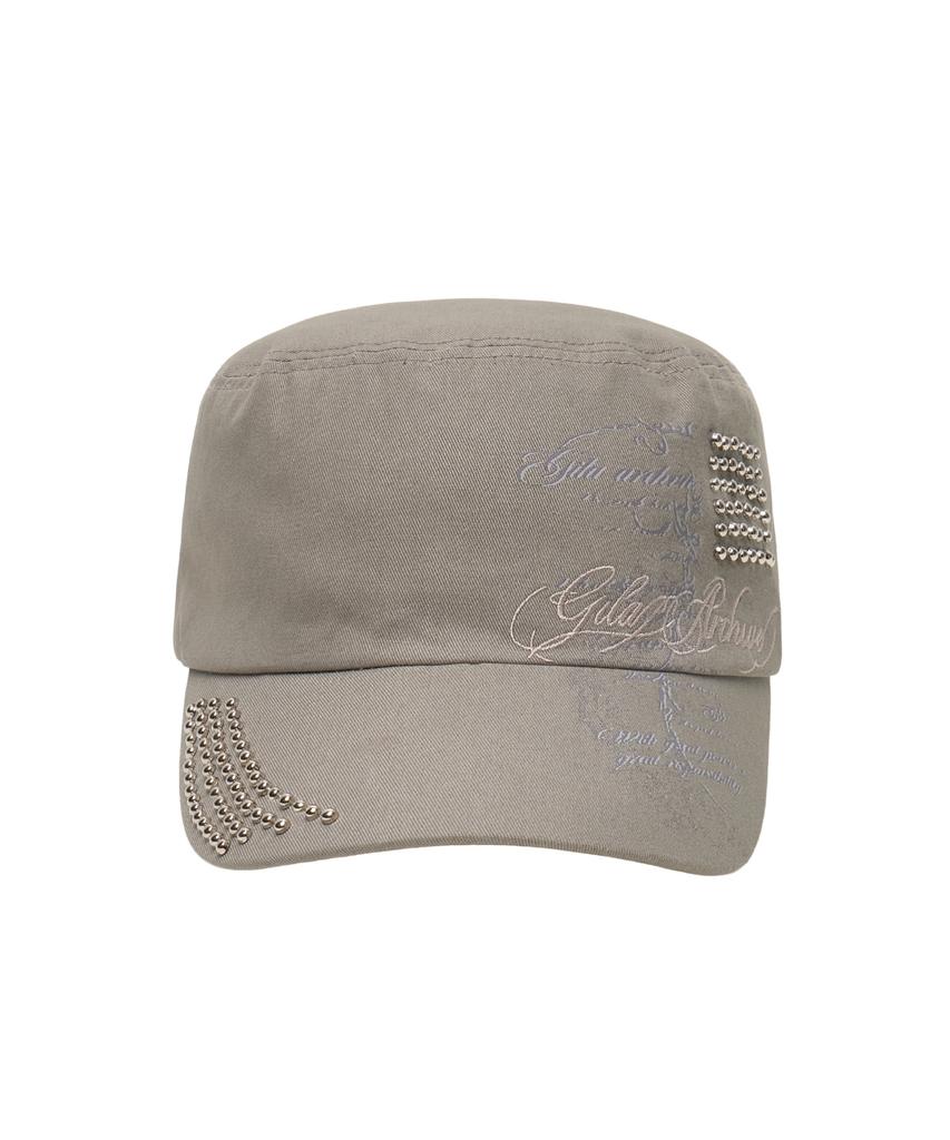 Gillaakaibeu Lettering Graphic Military Cap_Beige