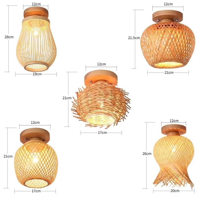Newest 21x21cm Bamboo Ceiling Lights Rattan Wicker Lustre Hand Knit Braiding Suspended Home Dining Braided Wooden Decoration HOT