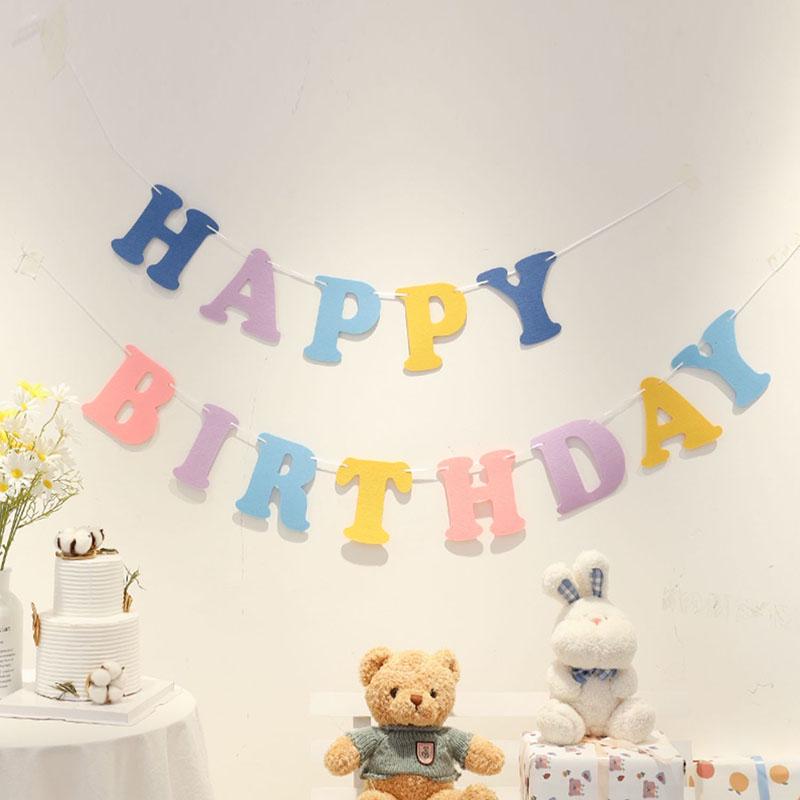 Ins-Style Macaron Happy Birthday Banner for Girls' Party Decor