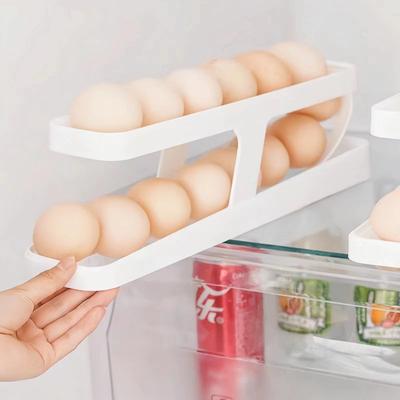 Automatic Scrolling Egg Rack Kitchen Fridge Storage Box Egg Basket Container Organizer Rolldown Refrigerator Egg Dispenser