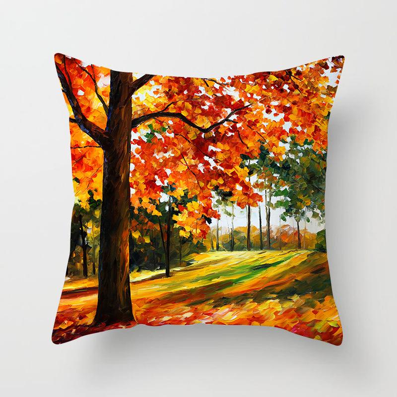 Modern Simple Landscape Car Print Sofa Pillow Cushion Cover Home Soft Furnishings