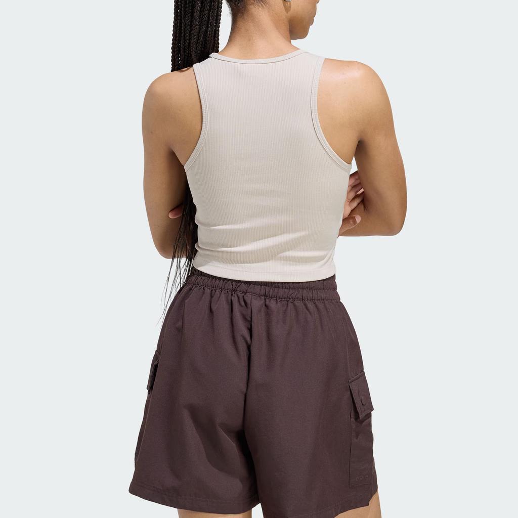 Adidas Originals Essentials Ribbed Crew Neck Fitted Sports Tank Top Women Tops KD3822