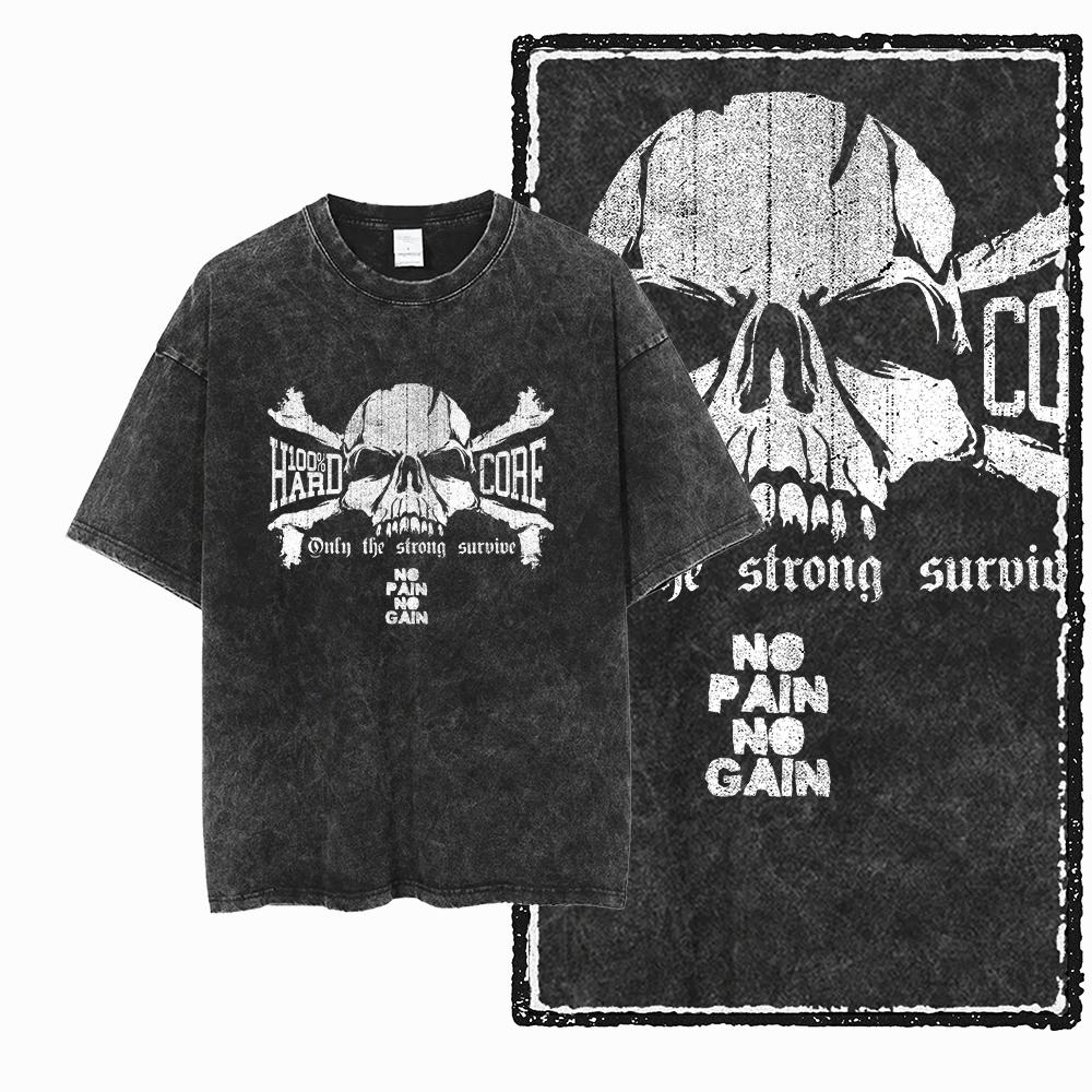 YG BODY BUILDING  Printed Cotton Acid Washed Graphic Unisex T Shirt Cool CROSSFIT Streetwear Men Tshirts Big Size Tee for men