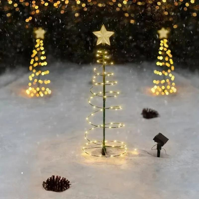 Christmas Lights Outdoor Waterproof Solar Led Christmas Tree Decoration String Lights New Year 2025 Ornament Garden Decoration