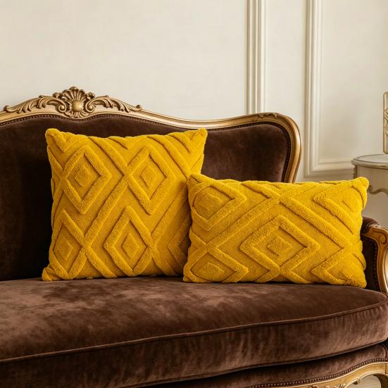 Rhombus Pattern Solid Color Pillowcase, Washable Throw Pillow Cover, Rectangle Square Cushion Cover for Home Living Room Bedroom Sofa Bed