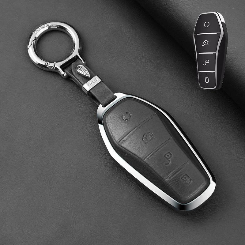 Metal Leather Car Remote Key Cover Case Holder shell Fob For New ATTO 3 2 8 Song Pro Plus Shark Dolphin Seal U 5 Sealion 6 7