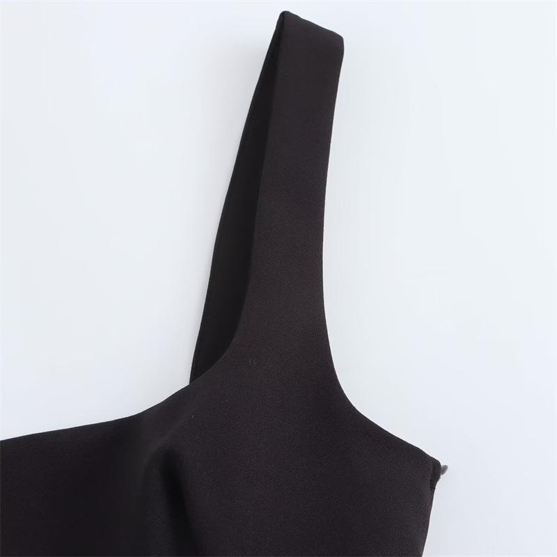 European & American Style Women's Square Neck Spaghetti Strap Top with Back Bowknot