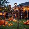 Vinddriven Halloween-skelett Metalltrummis Vind Tung Tålig Musikalisk Skalle Trädgårdsinsats Gård
