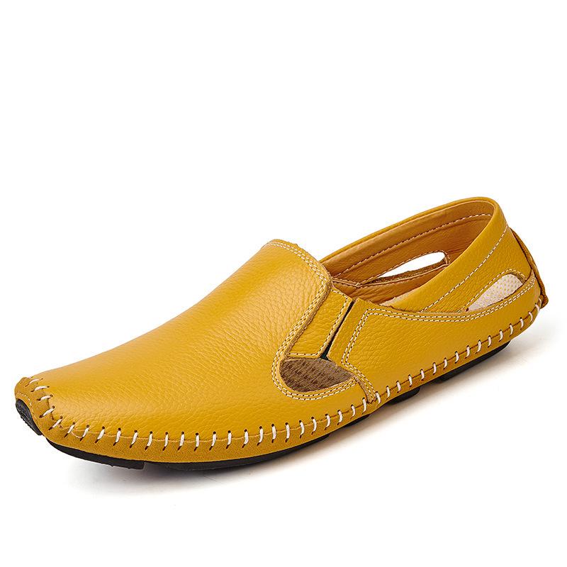 Men s Summer Cowhide Slip-on Driving Moccasins - Casual Leather Shoes 44