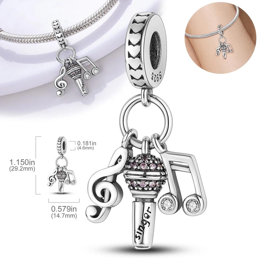 

Charm Bead Charms Plata Creative Music Note Microphone Bead Charms Compatible With Authentic Bracelets Charm Bead Charms Ideal For Women Jewellery Do